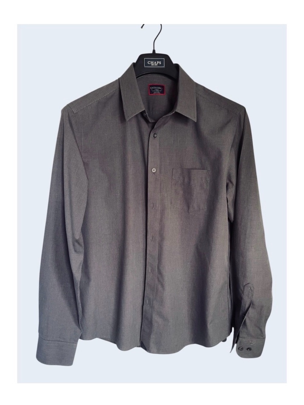 UNTUCKit Men's Grey Long-Sleeve Dress Shirt LARGE